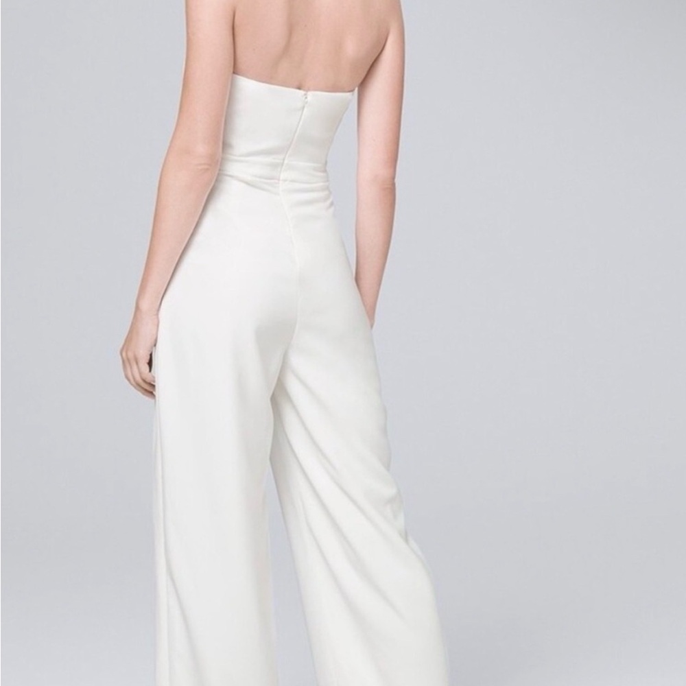 White House Black Market Strapless White Front-Slit Jumpsuit - Picture 2 of 5